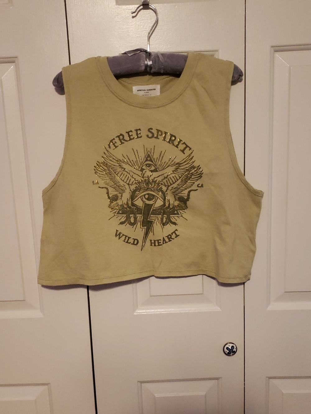 Olive Graphic Crop Tank Top